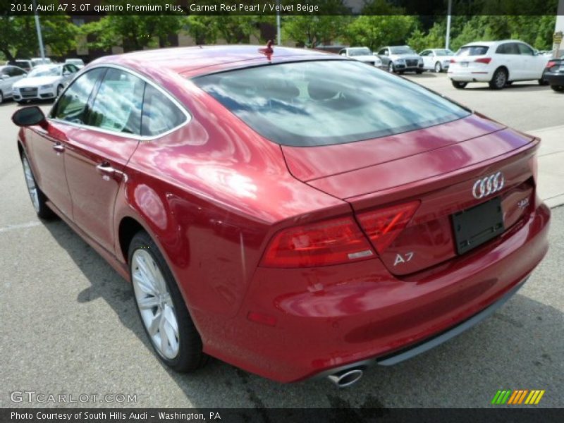 Garnet Red Pearl / Velvet Beige 2014 Audi A7 3.0T quattro Premium Plus