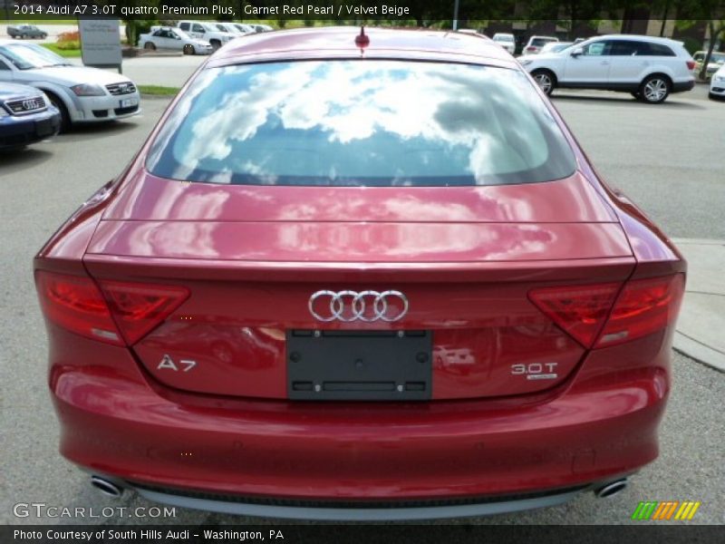 Garnet Red Pearl / Velvet Beige 2014 Audi A7 3.0T quattro Premium Plus