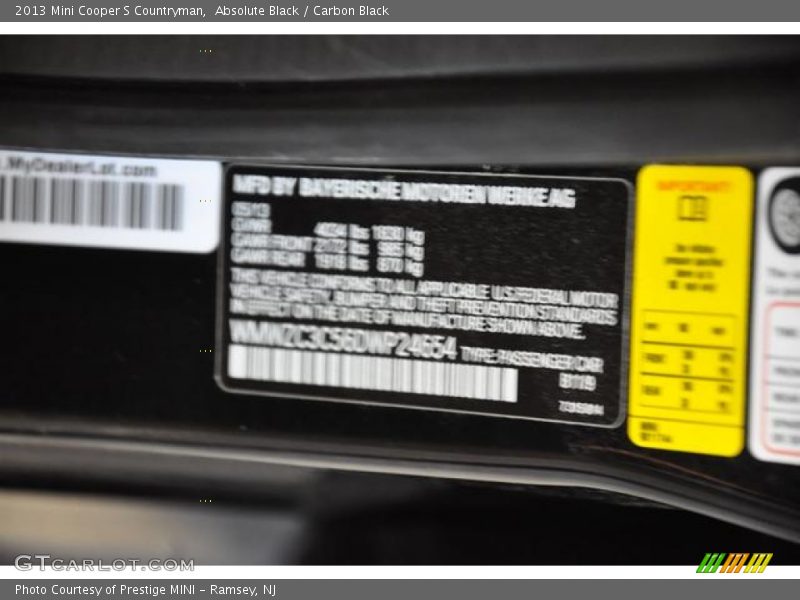 Absolute Black / Carbon Black 2013 Mini Cooper S Countryman