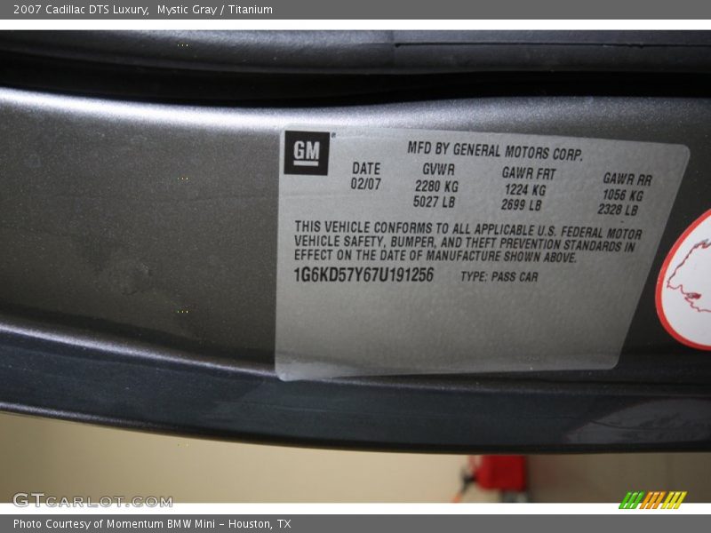 Mystic Gray / Titanium 2007 Cadillac DTS Luxury