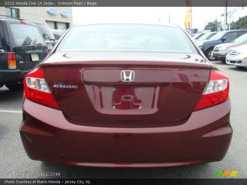 Crimson Pearl / Beige 2012 Honda Civic LX Sedan