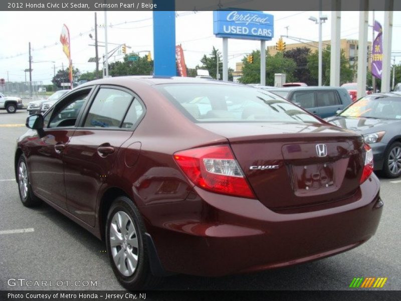 Crimson Pearl / Beige 2012 Honda Civic LX Sedan