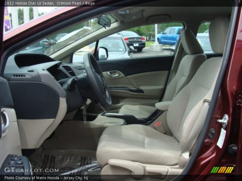 Crimson Pearl / Beige 2012 Honda Civic LX Sedan