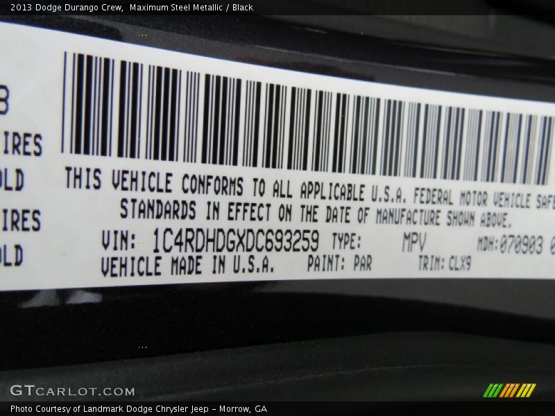 Maximum Steel Metallic / Black 2013 Dodge Durango Crew