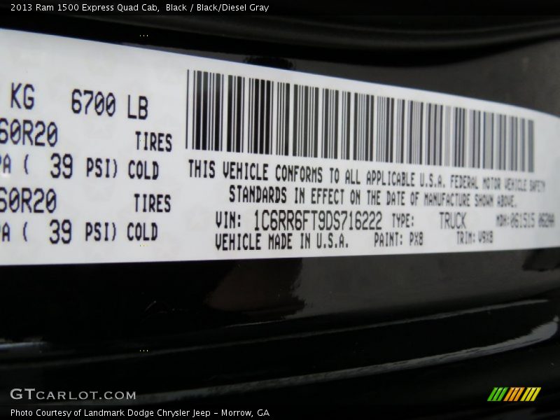Black / Black/Diesel Gray 2013 Ram 1500 Express Quad Cab