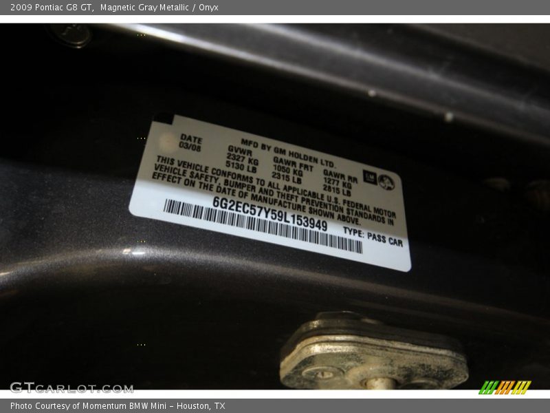 Magnetic Gray Metallic / Onyx 2009 Pontiac G8 GT