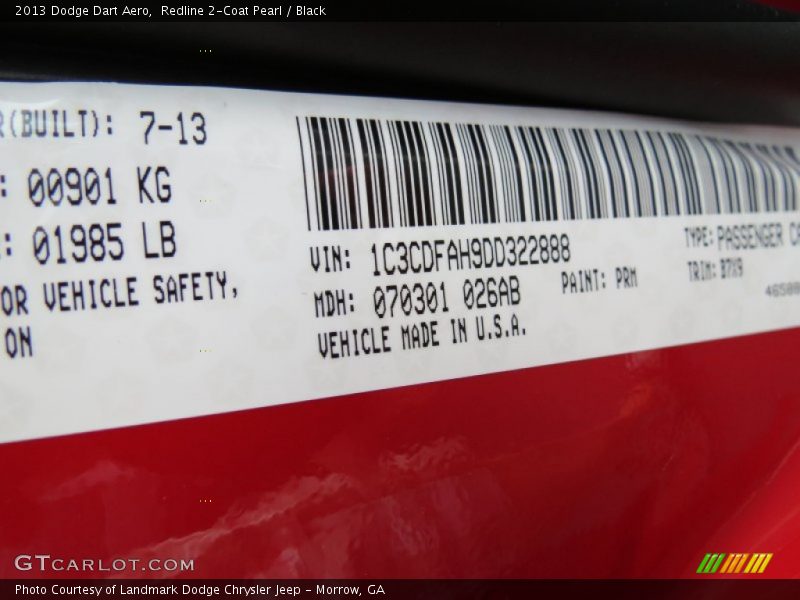 Redline 2-Coat Pearl / Black 2013 Dodge Dart Aero