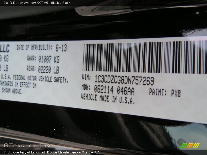 Black / Black 2013 Dodge Avenger SXT V6