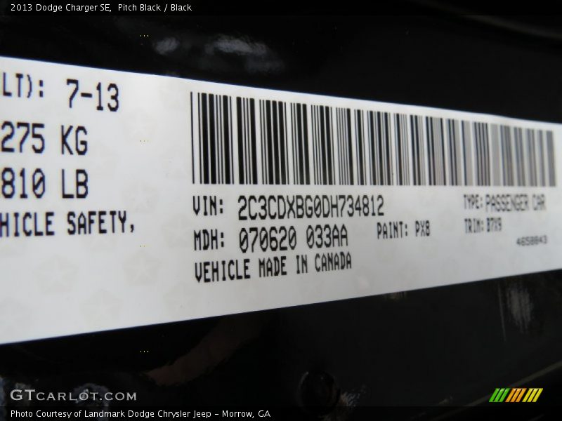 Pitch Black / Black 2013 Dodge Charger SE