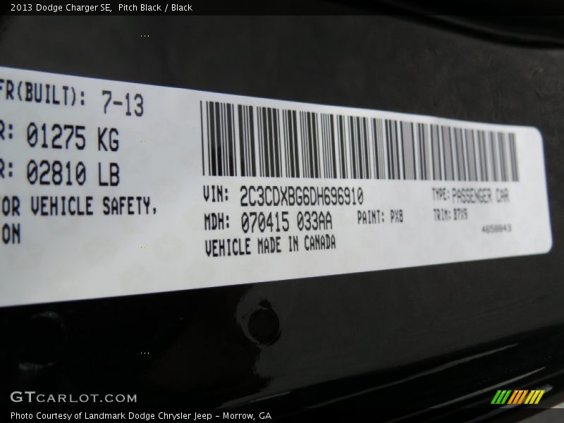 Pitch Black / Black 2013 Dodge Charger SE