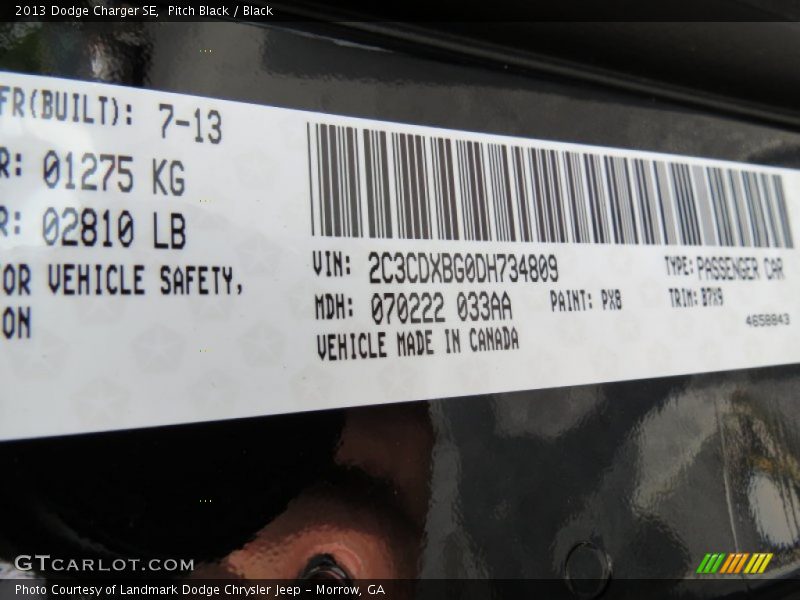 Pitch Black / Black 2013 Dodge Charger SE