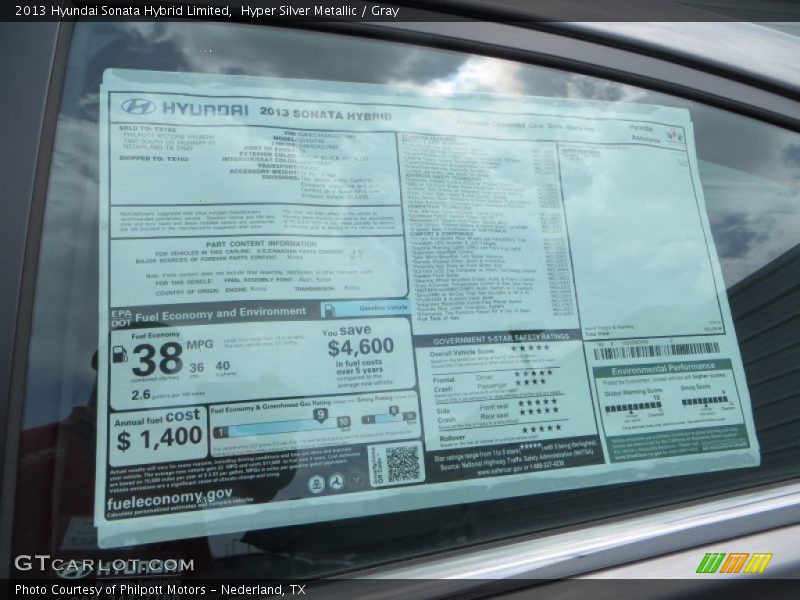 Hyper Silver Metallic / Gray 2013 Hyundai Sonata Hybrid Limited