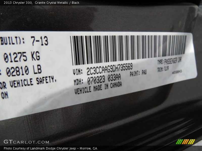 Granite Crystal Metallic / Black 2013 Chrysler 300