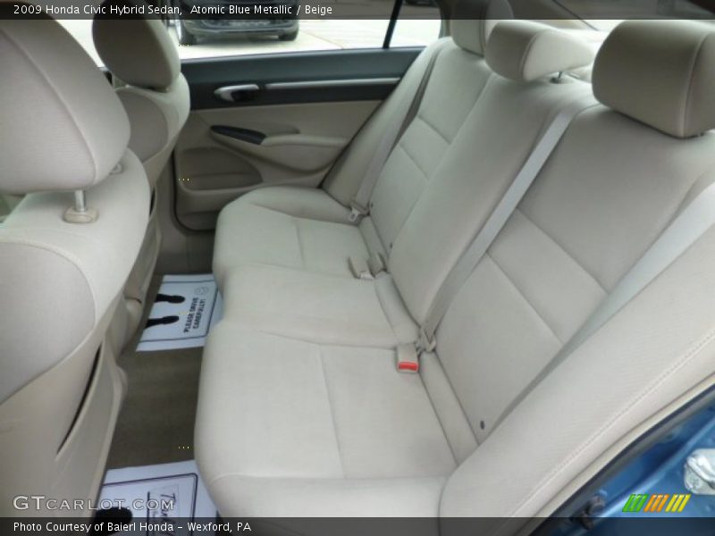 Rear Seat of 2009 Civic Hybrid Sedan