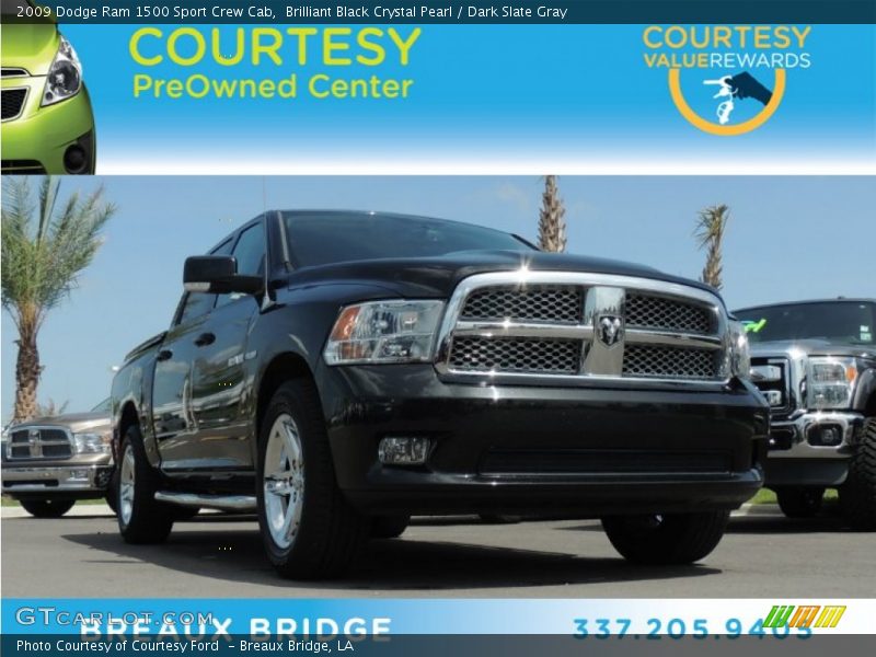 Brilliant Black Crystal Pearl / Dark Slate Gray 2009 Dodge Ram 1500 Sport Crew Cab