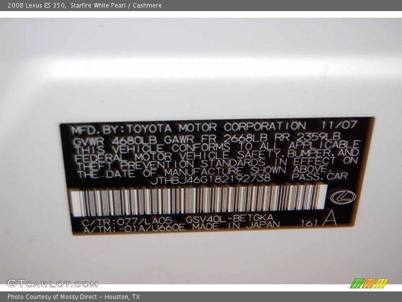 Starfire White Pearl / Cashmere 2008 Lexus ES 350