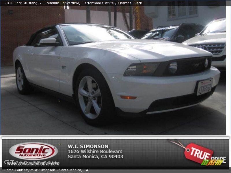 Performance White / Charcoal Black 2010 Ford Mustang GT Premium Convertible