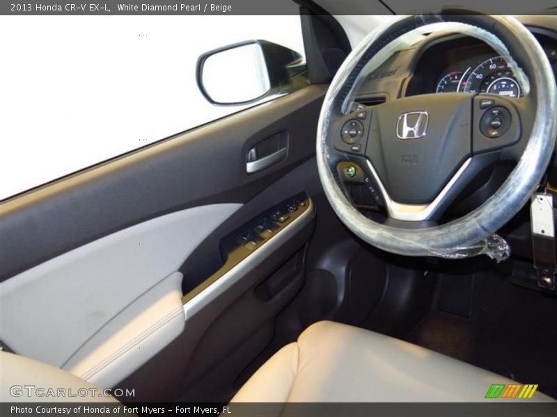 White Diamond Pearl / Beige 2013 Honda CR-V EX-L