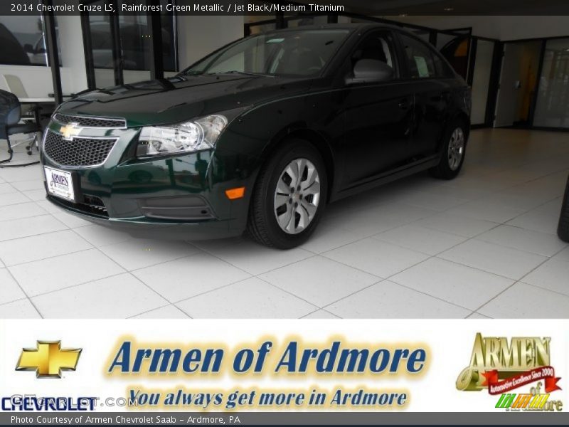 Rainforest Green Metallic / Jet Black/Medium Titanium 2014 Chevrolet Cruze LS