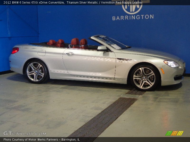 Titanium Silver Metallic / Vermillion Red Nappa Leather 2012 BMW 6 Series 650i xDrive Convertible