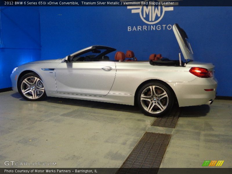 Titanium Silver Metallic / Vermillion Red Nappa Leather 2012 BMW 6 Series 650i xDrive Convertible