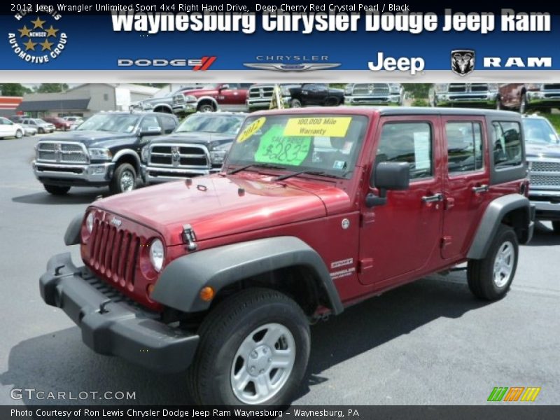 Deep Cherry Red Crystal Pearl / Black 2012 Jeep Wrangler Unlimited Sport 4x4 Right Hand Drive