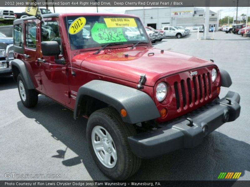 Deep Cherry Red Crystal Pearl / Black 2012 Jeep Wrangler Unlimited Sport 4x4 Right Hand Drive