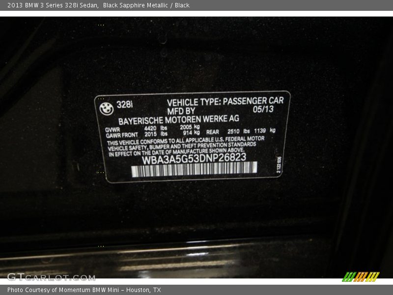 Black Sapphire Metallic / Black 2013 BMW 3 Series 328i Sedan