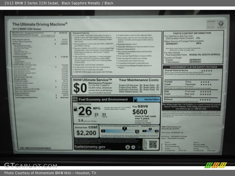 Black Sapphire Metallic / Black 2013 BMW 3 Series 328i Sedan