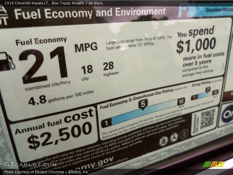  2014 Impala LT Window Sticker