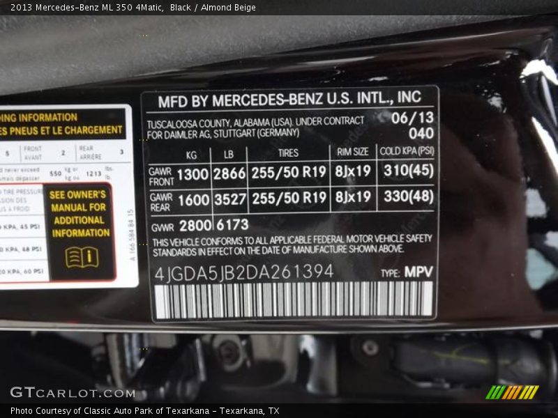 Black / Almond Beige 2013 Mercedes-Benz ML 350 4Matic