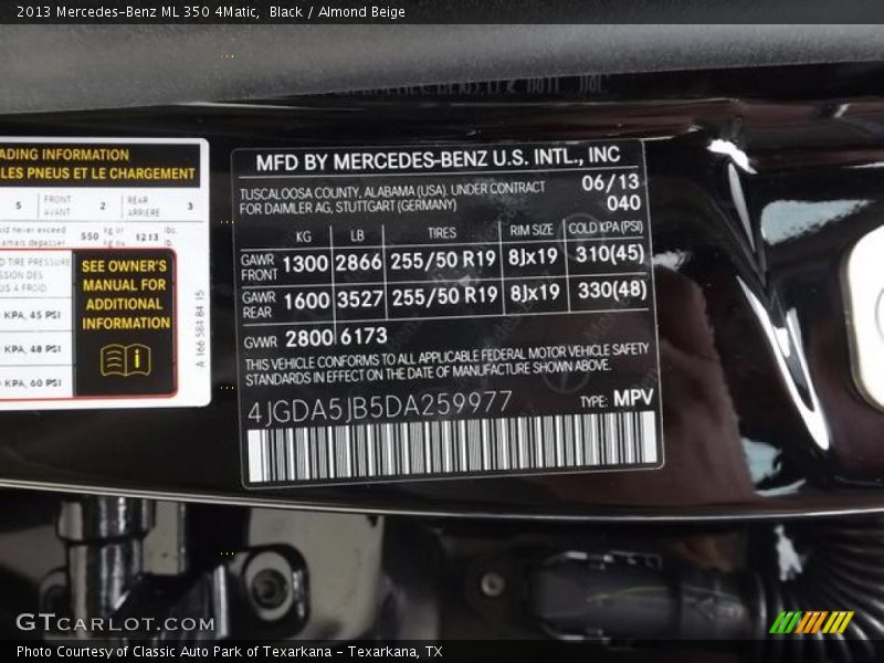 Black / Almond Beige 2013 Mercedes-Benz ML 350 4Matic