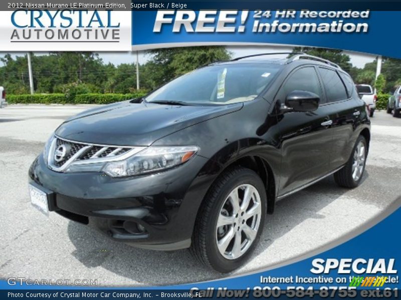 Super Black / Beige 2012 Nissan Murano LE Platinum Edition