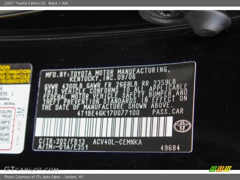 Black / Ash 2007 Toyota Camry CE