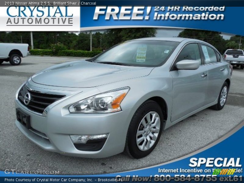 Brilliant Silver / Charcoal 2013 Nissan Altima 2.5 S