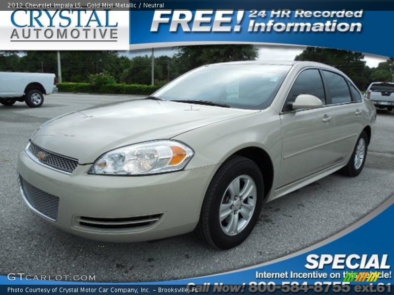 Gold Mist Metallic / Neutral 2012 Chevrolet Impala LS