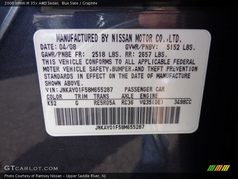 Blue Slate / Graphite 2008 Infiniti M 35x AWD Sedan