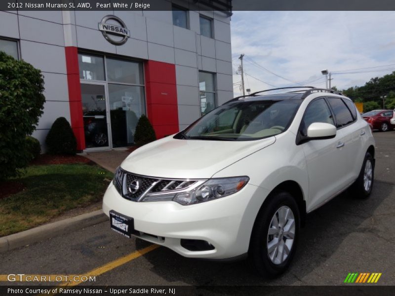 Pearl White / Beige 2012 Nissan Murano SL AWD