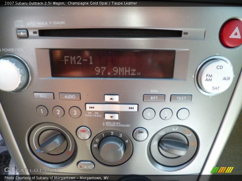 Controls of 2007 Outback 2.5i Wagon