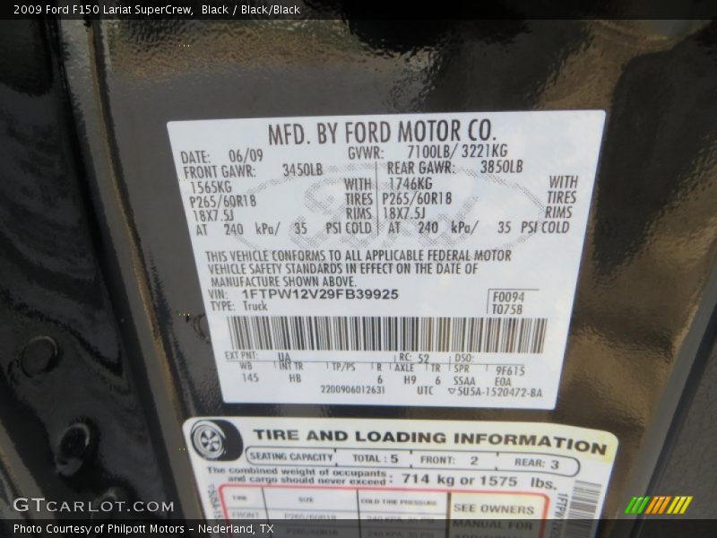 Black / Black/Black 2009 Ford F150 Lariat SuperCrew