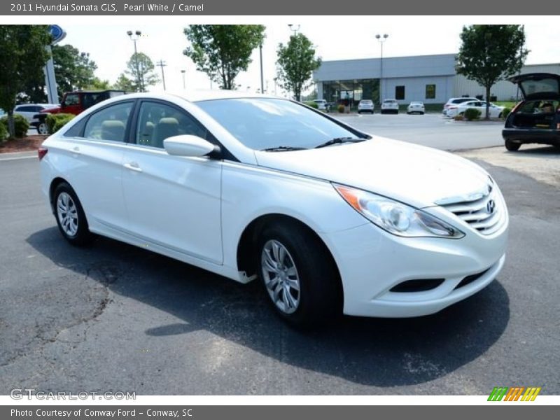 Pearl White / Camel 2011 Hyundai Sonata GLS