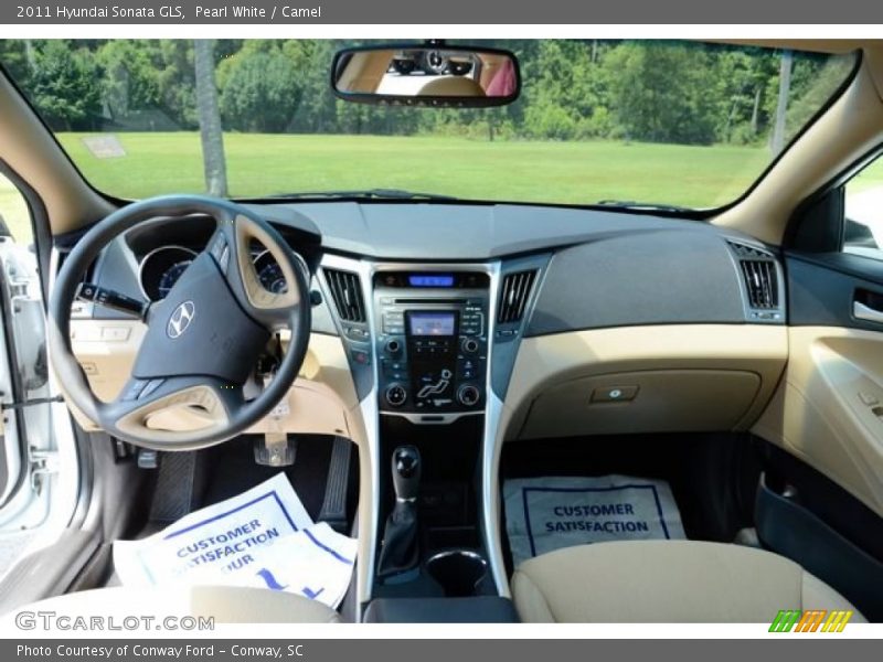 Pearl White / Camel 2011 Hyundai Sonata GLS