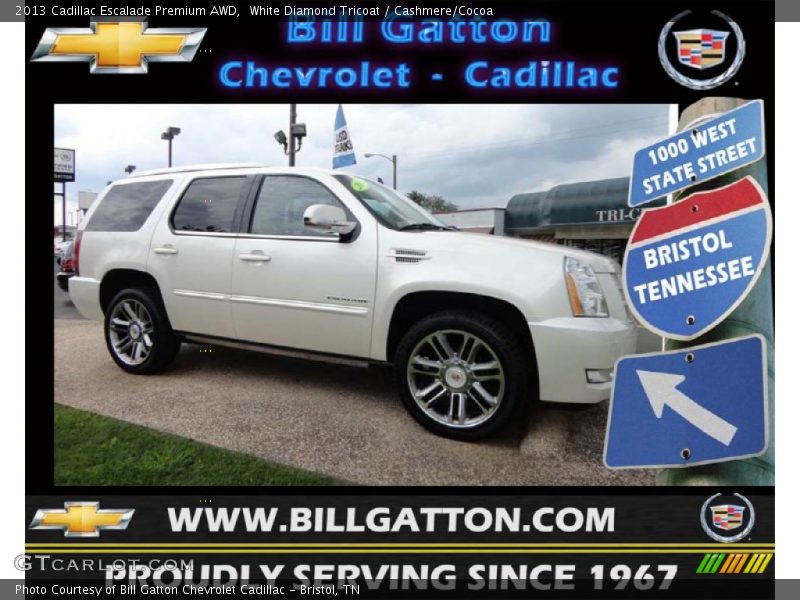 White Diamond Tricoat / Cashmere/Cocoa 2013 Cadillac Escalade Premium AWD