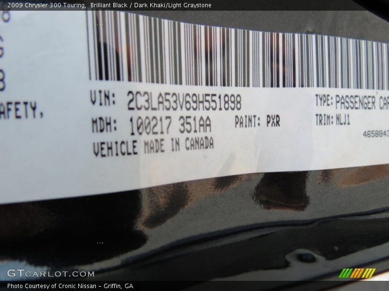 Brilliant Black / Dark Khaki/Light Graystone 2009 Chrysler 300 Touring