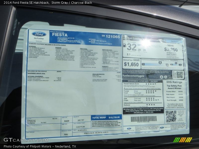  2014 Fiesta SE Hatchback Window Sticker
