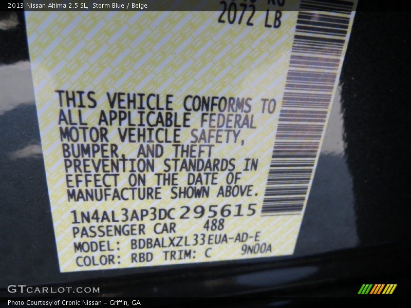 Storm Blue / Beige 2013 Nissan Altima 2.5 SL