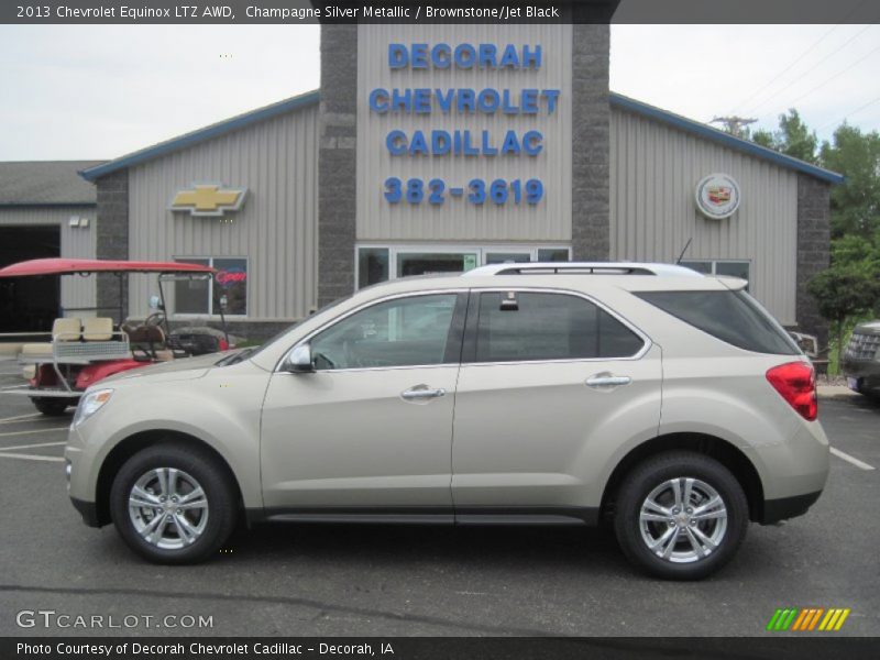 Champagne Silver Metallic / Brownstone/Jet Black 2013 Chevrolet Equinox LTZ AWD