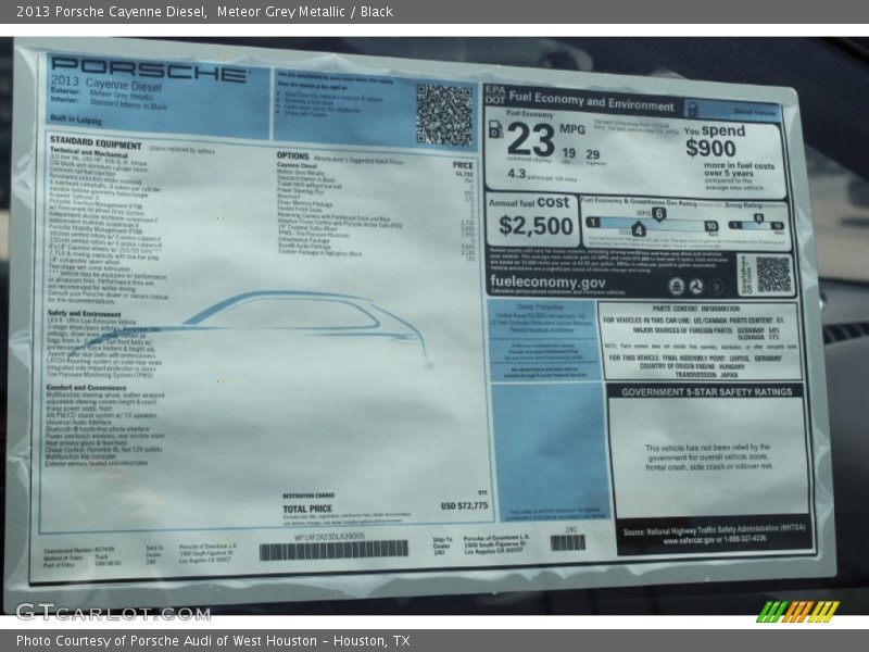 Meteor Grey Metallic / Black 2013 Porsche Cayenne Diesel