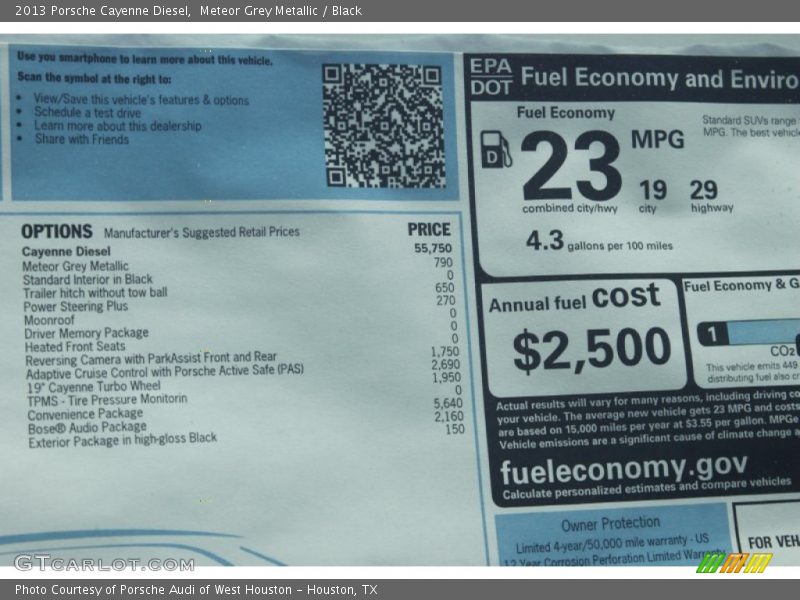 Meteor Grey Metallic / Black 2013 Porsche Cayenne Diesel