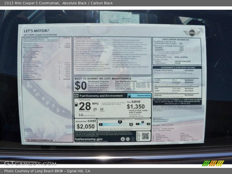 Absolute Black / Carbon Black 2013 Mini Cooper S Countryman